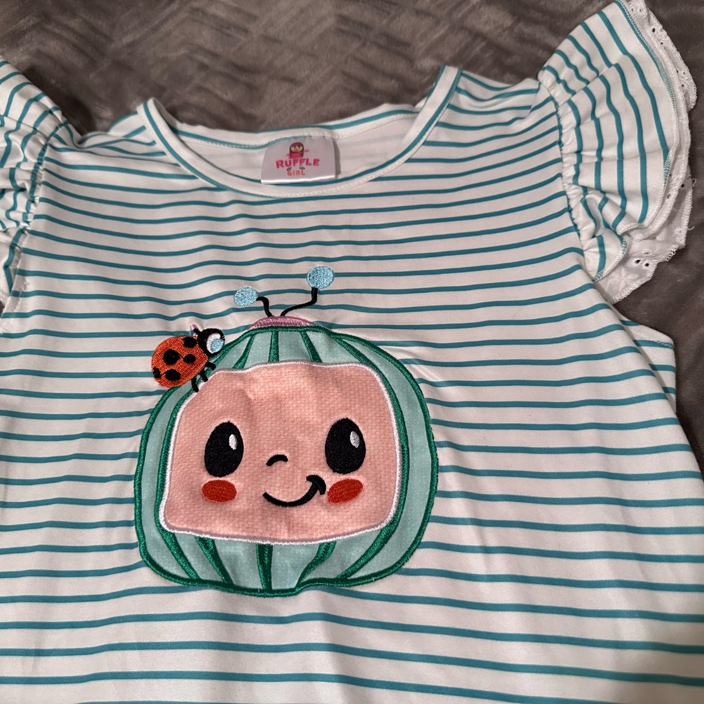 Ruffle Butts Green and White Short Sleeve Tee
